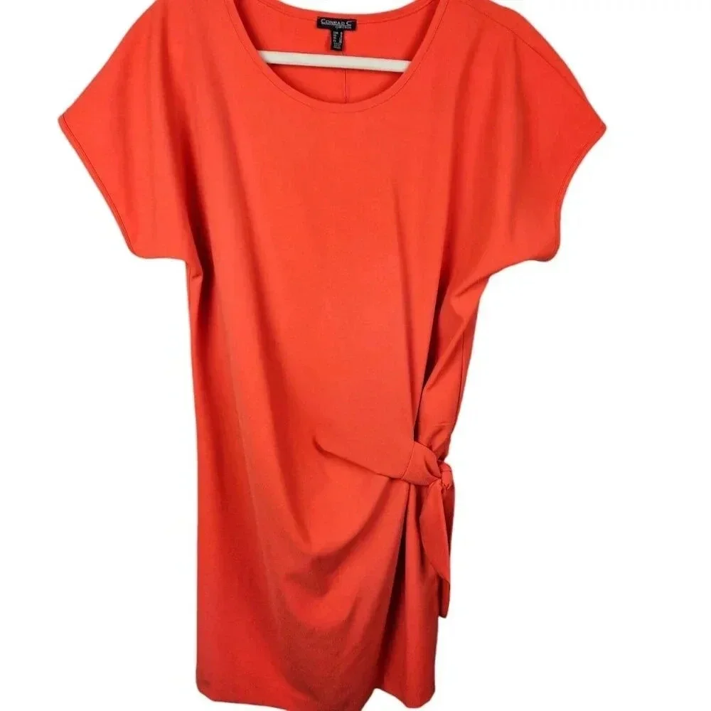 New With Tags Conrad C Collection Orange Cap Sleeve Side Tie Sheath Dress Size 8